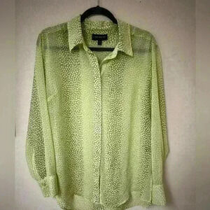 Lane Bryant Green Patterned Blouse